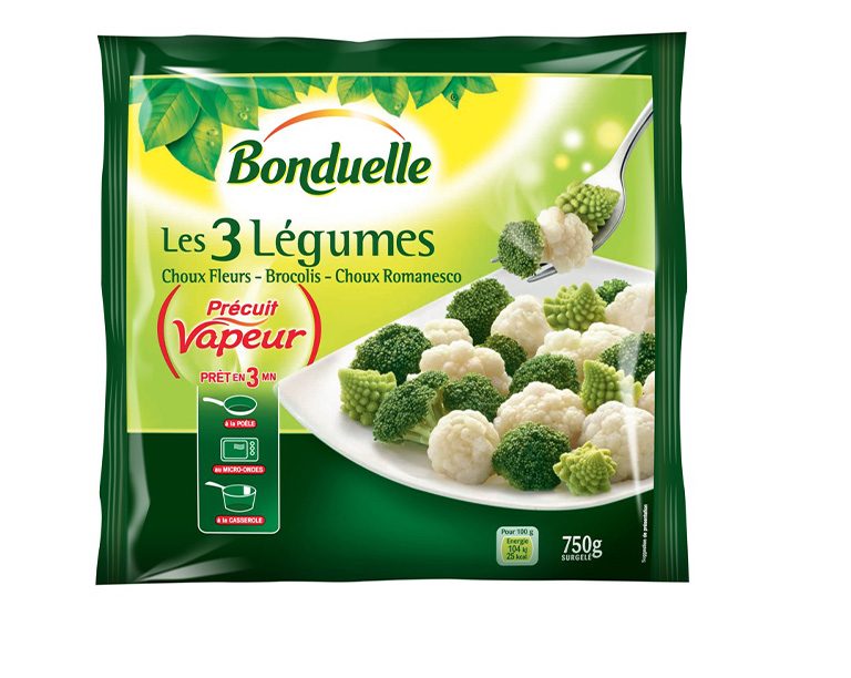 Sachet précuit vapeur - Les 3 légumes - Choux fleurs - brocolis - Choux Romanesco